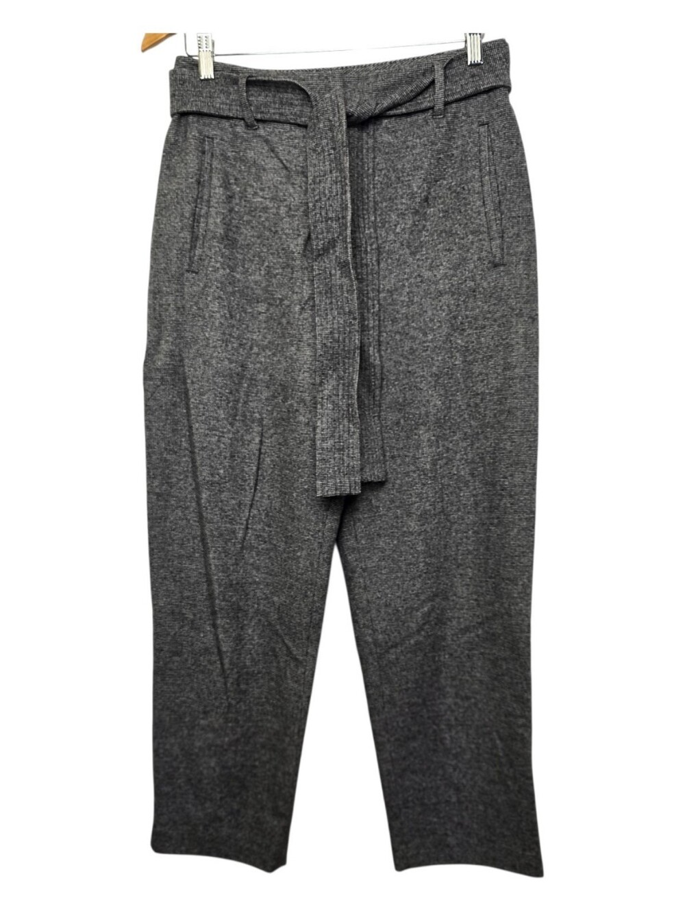Wilfred Aritzia Dark Grey Wool Cashmere Blend Tie Front High Rise Trousers Sz 10